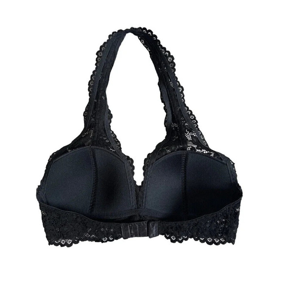 Xhilaration Womens Halter Bralette Size Small Lightly Lined Black Lace Bra - Picture 3 of 4